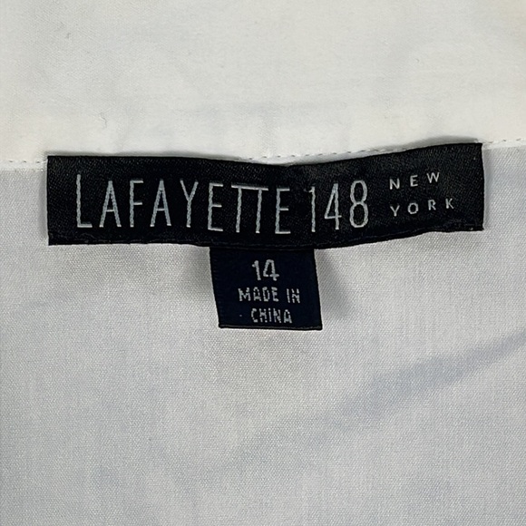 Lafayette 148 Pintuck Seams Ivory Career Button Front Dress Shirt Sz 14 - Picture 9 of 11